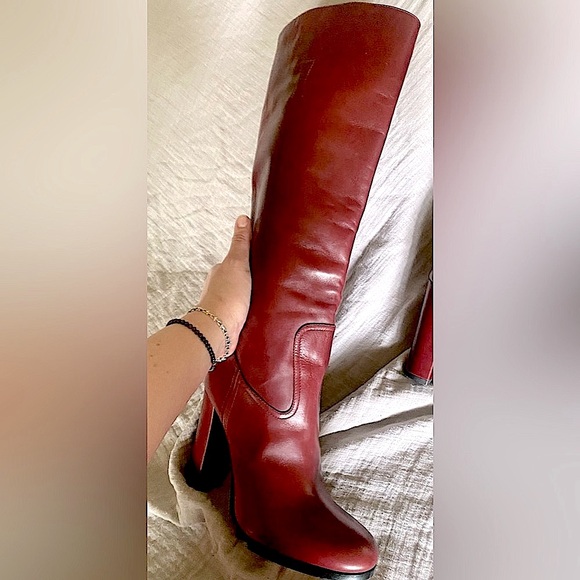 Prada Deep Red High Heeled Boots - Picture 5 of 13
